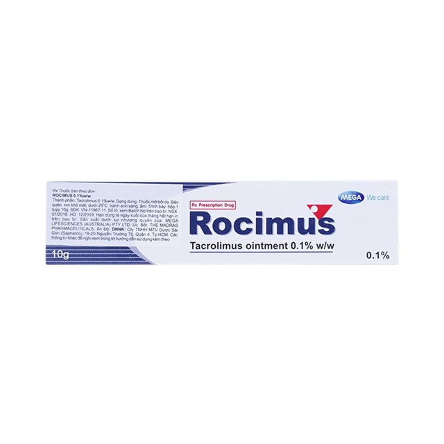 Thuốc mỡ bôi ngoài da Rocimus 0,1% | Hộp 1 tuýp 10g