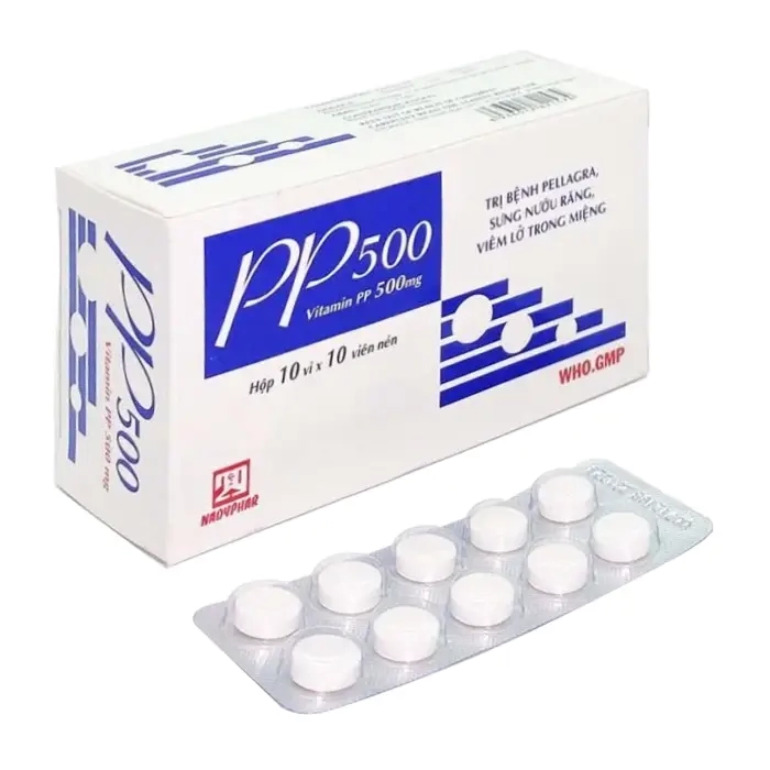 Thuốc PP 500mg Nadyphar, Vitamin pp 500mg, Hộp 100 viên