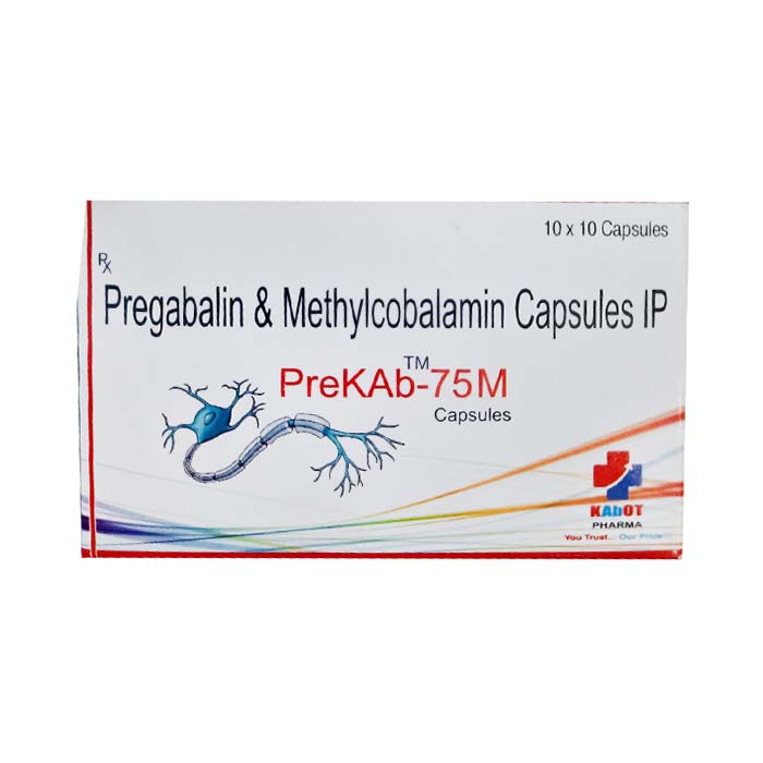 Thuốc PreKAb 75M Pregabalin, Methylcobalamin Capsules IP Hộp 100 viên