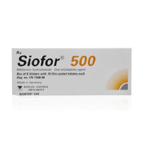 Thuốc Siofor 500 Tab, Metformin 500mg, Hộp 60 viên