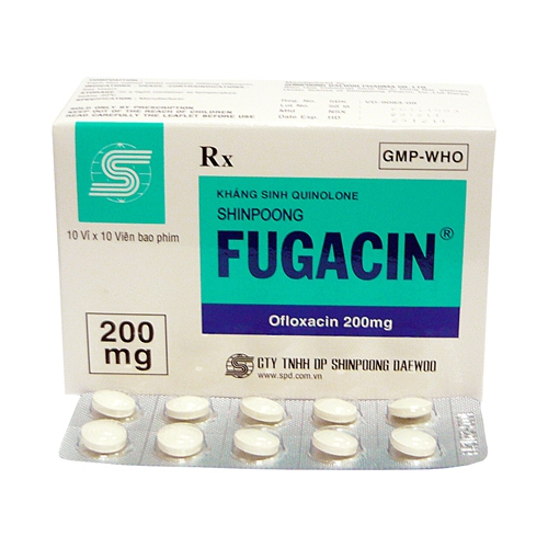Thuốc SP Fugacin, Ofloxacin 200mg Shinpoong, Hộp 100 viên
