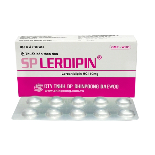 Thuốc SP Lerdipin, Lercanidipine HCL 10mg Shinpoong, Hộp 30 viên