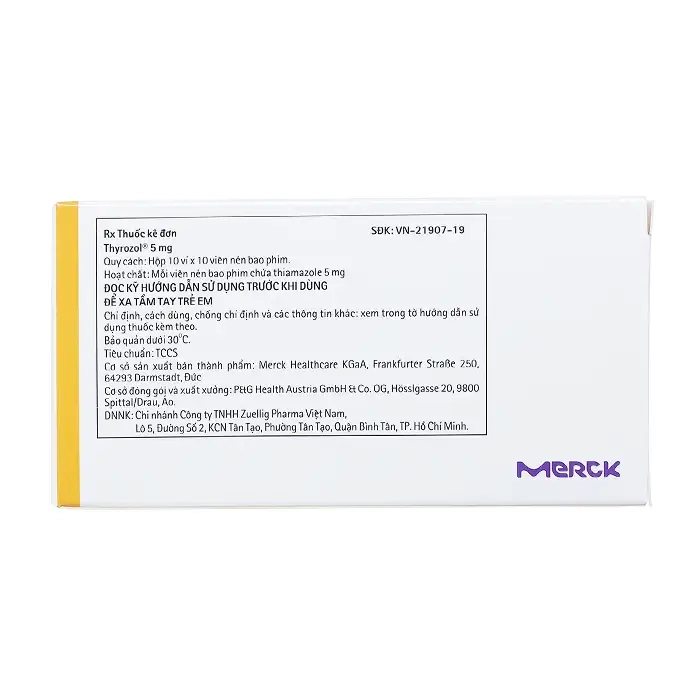 Thyrozol 5mg Merck 10 vỉ x 10 viên - Điều trị cường giáp
