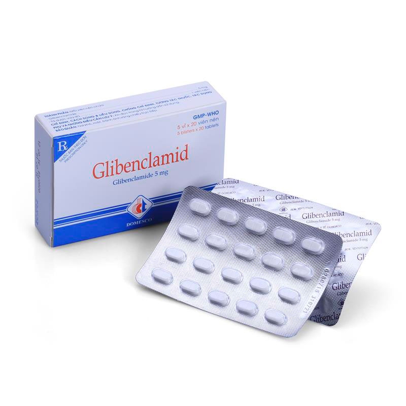 Thuốc tiểu đường  Glibenclamid 5mg DMC, Hộp 100 viên