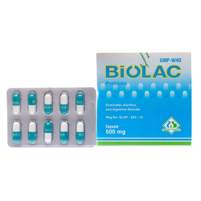 Thuốc tiêu hóa Biolac Probiotic 500mg, Hộp 100 viên
