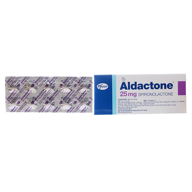 Thuốc tim mạch Aldactone - Spironolactone 25mg, Hộp 10 vỉ x 10 viên