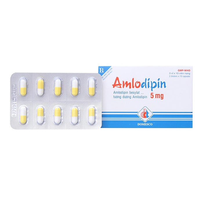 Thuốc tim mạch Amlodipin 5 mg Domesco | Hộp 3 vỉ x 10 viên