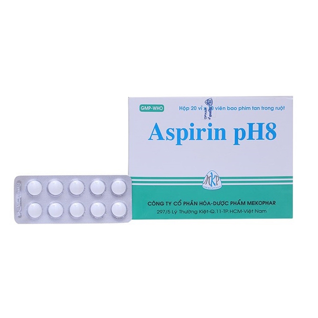Thuốc tim mạch Aspirin pH8 | Hộp 20 vỉ x 10 viên