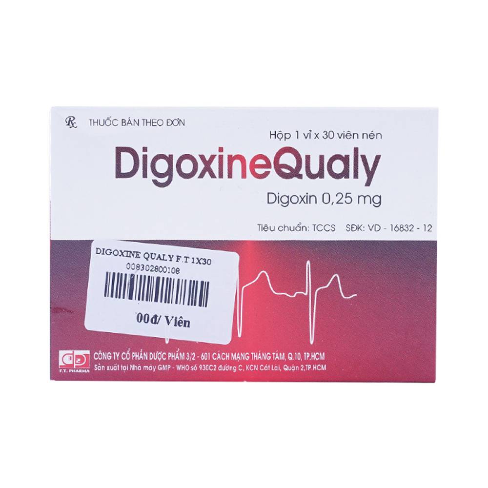 Thuốc tim mạch Digoxinequaly - Digoxin 0.25mg, Hộp 1 vỉ x 30 viên