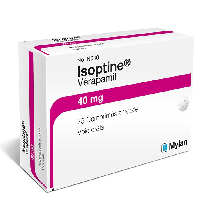 Isoptine Verapamil 40mg Mylan, Hộp 75 viên