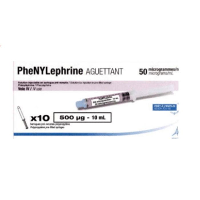 Thuốc tim mạch Phenylephrine Aguettant 50 mcg, Hộp 10 ống