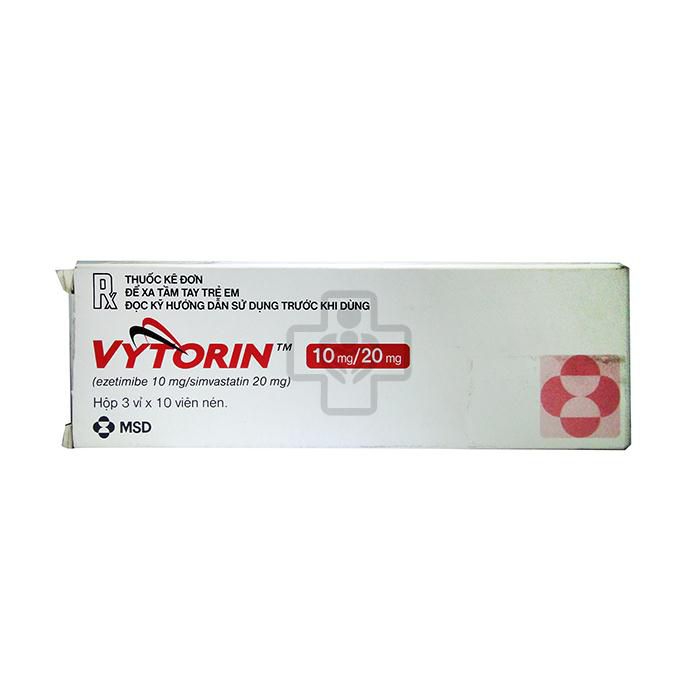Thuốc tim mạch Vytorin 10/20 | Hộp 3 vỉ x 10 viên