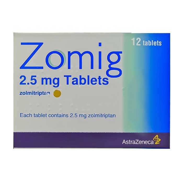 Thuốc trị đau nữa đầu Zomig Zolmitriptan 2,5mg, Hộp 12 viên