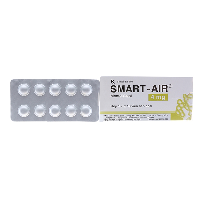 Thuốc trị hen phế quản Smart-Air 4mg | Hộp 1 vỉ x 10 viên