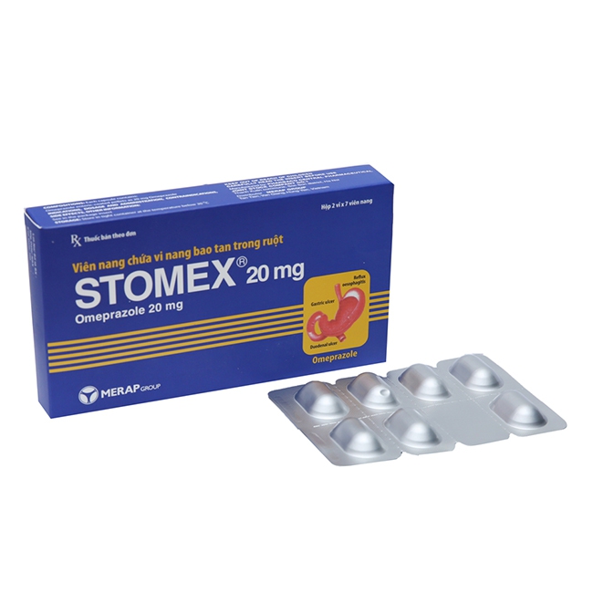 Thuốc trị loét dạ dày tá tràng Stomex 20mg, Hộp 2 vỉ x 7 viên