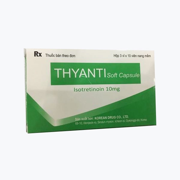 Thuốc trị mụn Thyanti 10mg Isotretinoin 10 mg, Hộp 3 vỉ x 10 viên