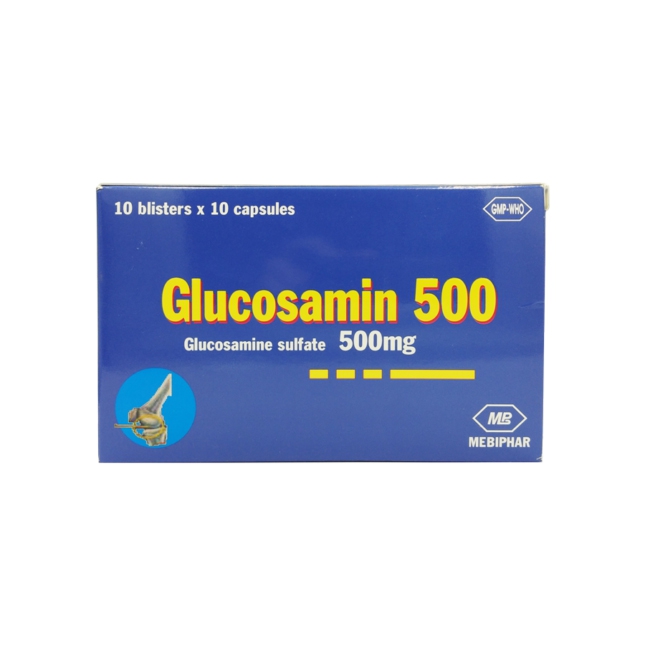 Thuốc trị thoái hóa xương khớp Glucosamin 500mg, 10 vỉ x 10 viên