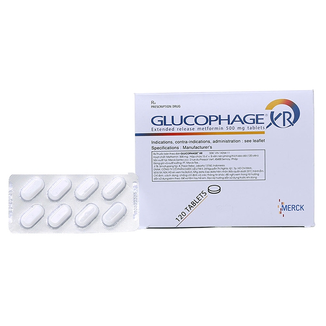 Thuốc trị tiểu đường Glucophage XR 500mg, 120 viên