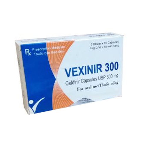 Thuốc Vexinir 300, Cefdinir 300mg, Hộp 30 viên