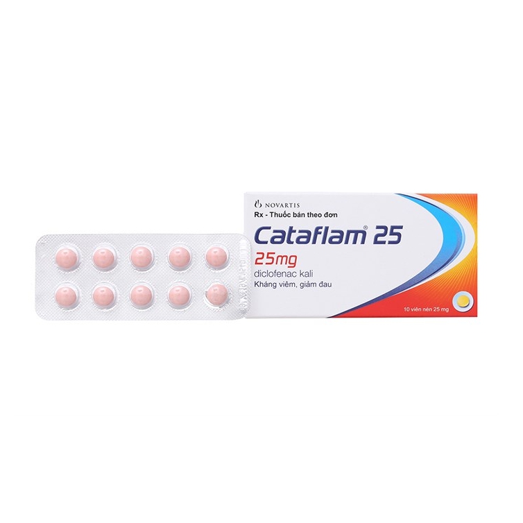 Cataflam 25 - Diclofenac kali 25mg, Hộp 1 vỉ x 10 viên