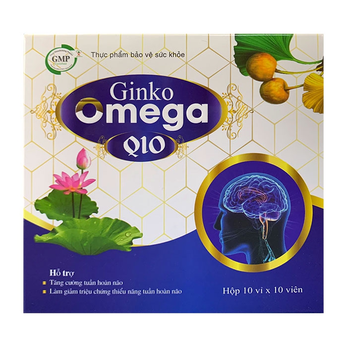 Tpbvsk bổ não Ginko Omega Q10, Hộp 100 viên ( Xanh )