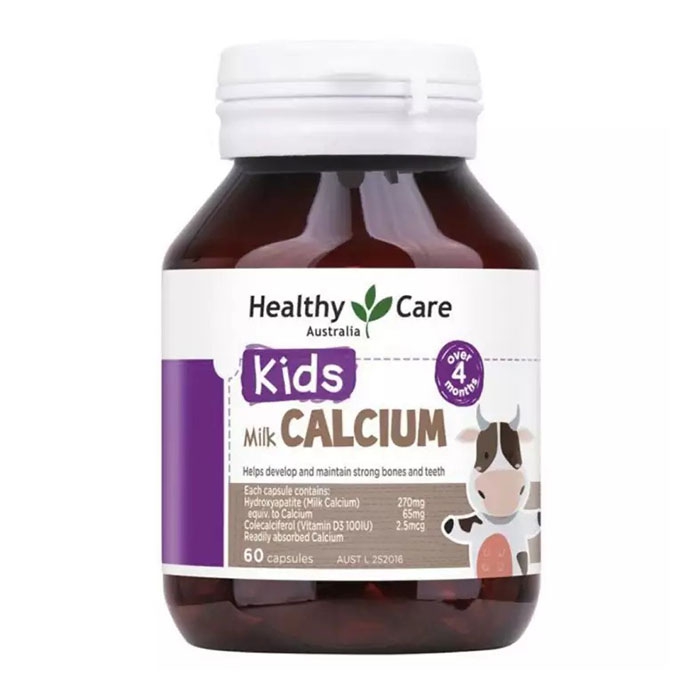 Tpbvsk bổ sung calcium cho bé trên 4 tháng tuổi Healthy Care Kids Milk Calcium 60 viên