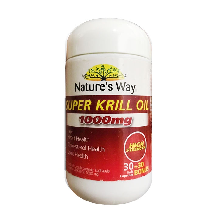Tpbvsk dầu nhuyễn thể Nature's Way Super Krill Oil 1000mg, Chai 30 viên