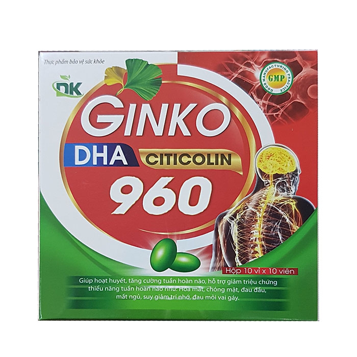 Tpbvsk DK Ginkgo DHA Citicolin 960 xanh đỏ