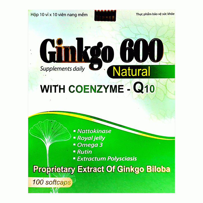 Tpbvsk tuần hoàn não Ginkgo 600 Natural, Hộp 100 viên