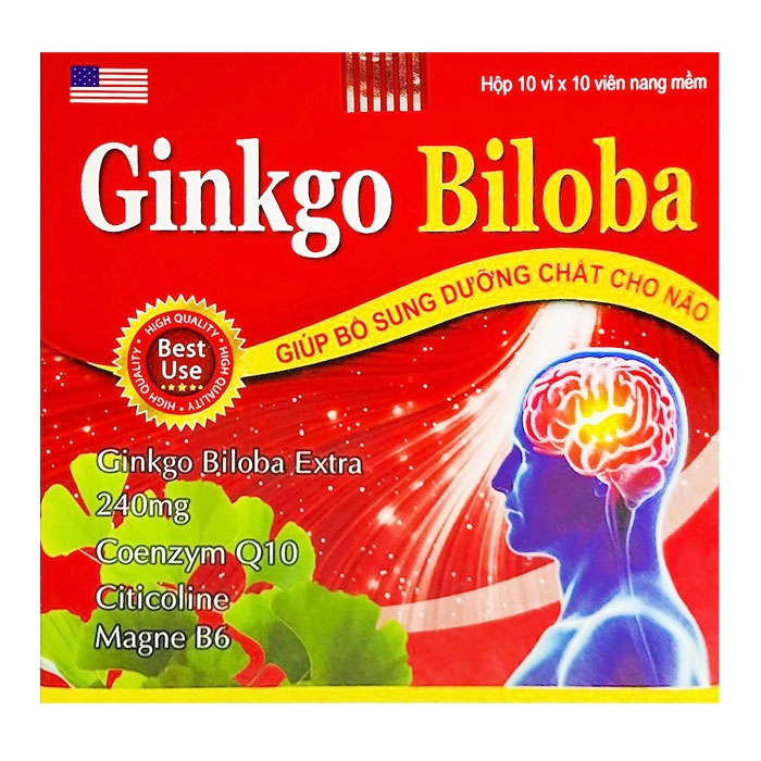 Ginkgo Biloba 240mg MediUSA ĐỎ, 10 vỉ x 10 viên