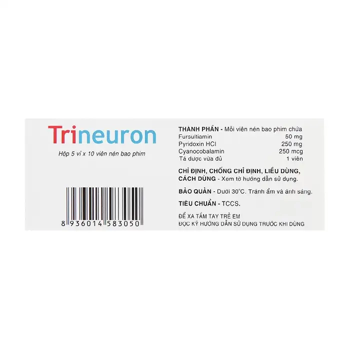 Trineuron Pymepharco 5 vỉ x 10 viên - Điều trị bệnh do vitamin nhóm B