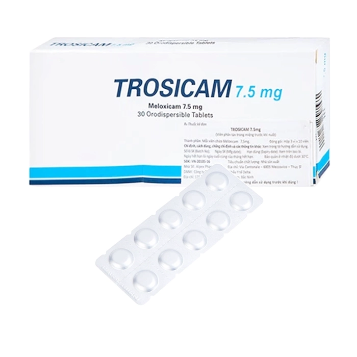 Trosicam 7.5mg Alpex Pharma 3 vỉ x 10 viên - Giúp giảm đau, hạ sốt