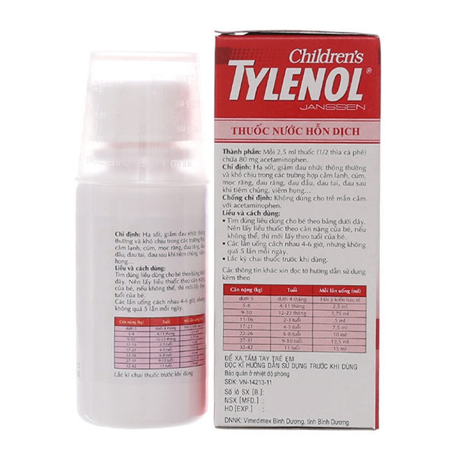 Thuốc hạ sốt cho trẻ Tylenol Childrens 60ml
