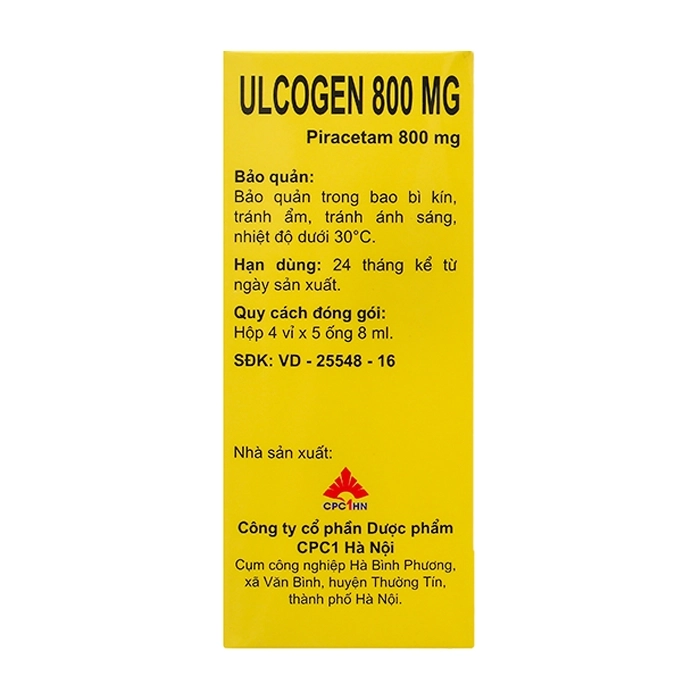 Ulcogen 800mg CPC1HN 20 ống x 8ml - Trị chóng mặt, thiếu máu não