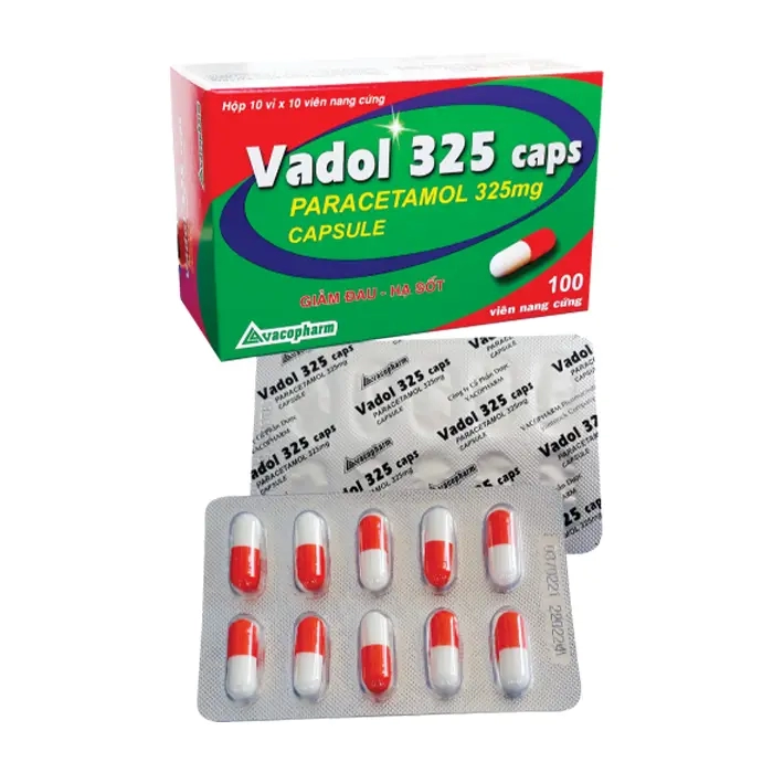 Vadol 325 Caps Vacopharm 10 vỉ x 10 viên – Thuốc giảm đau hạ sốt