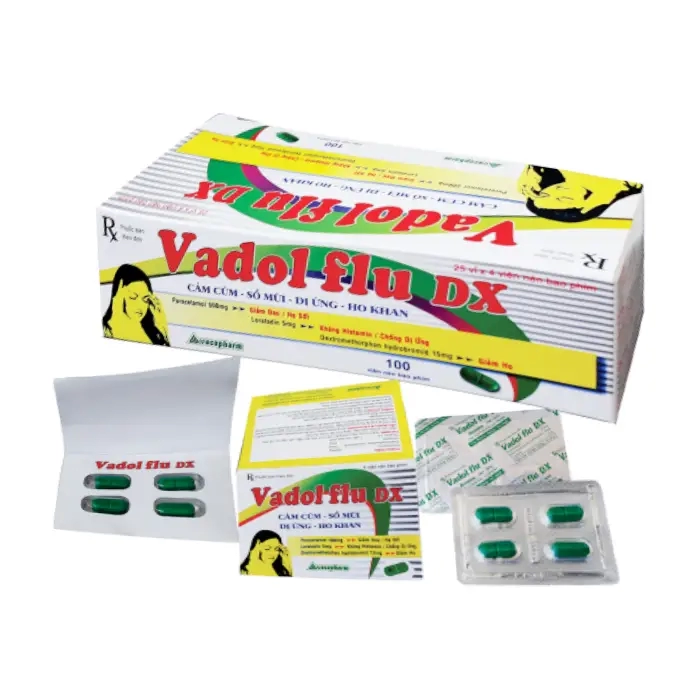 Vadol FLu DX Vacopharm 25 vỉ x 4 viên – Thuốc trị cảm cúm
