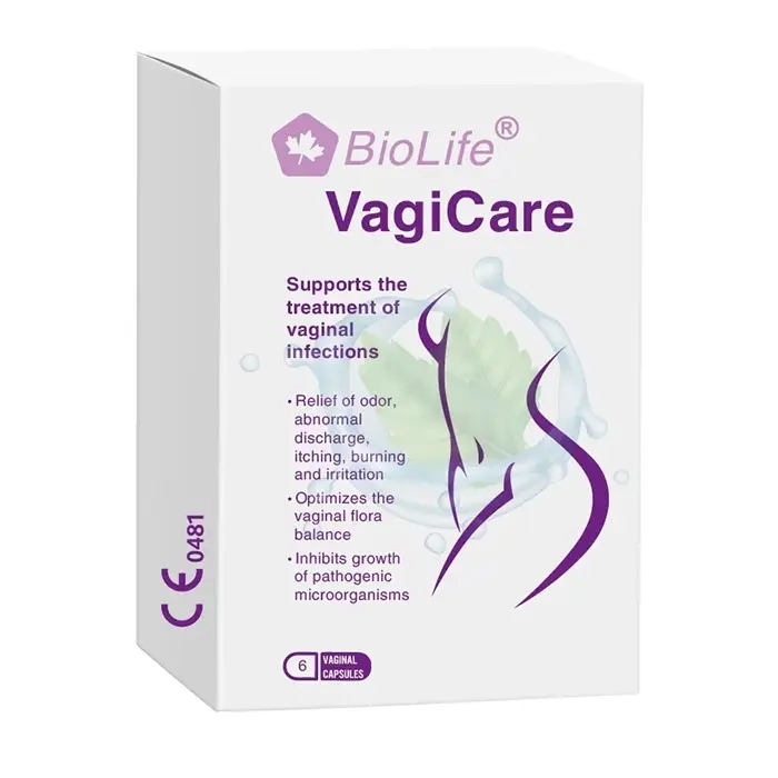 VagiCare BioLife 1 vỉ x 6 viên – Viên đặt hỗ trợ điều trị nhiễm khuẩn âm đạo