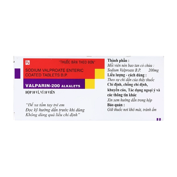 Valparin-200 Alkalets Torrent Pharma 10 vỉ x 10 viên - Trị nhiều loại co giật