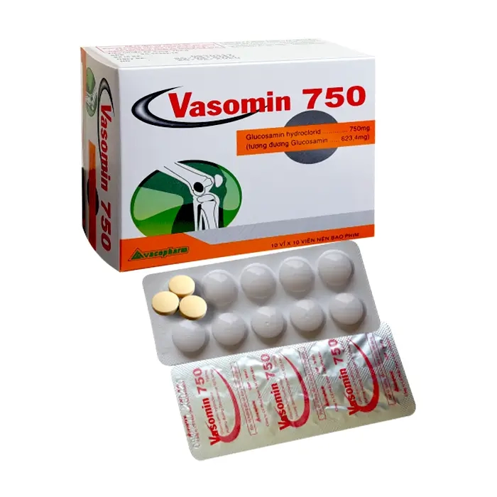 Vasomin 750 Caps Vacopharm 10 vỉ x 10 viên - Thuốc giảm triệu chứng thoái hoá khớp