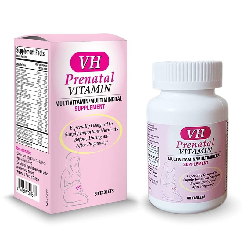 VH Prenatal Vitamin bổ sung vitamin và khoáng chất cho bà bầu, Hộp 60 Viên