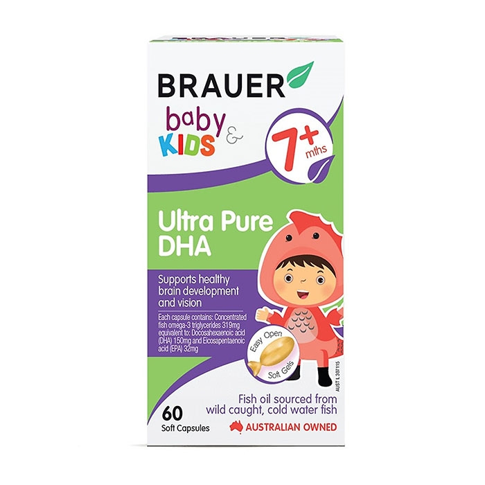 Viên bổ sung DHA tinh khiết cho trẻ Brauer Baby and Kids Ultra Pure DHA 60 viên