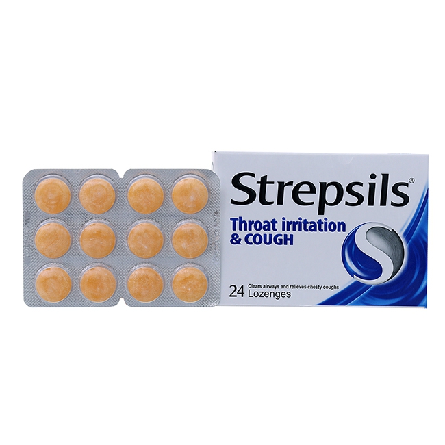 Viên ngậm Strepsils throat irritation & Cough, Hộp 24 viên