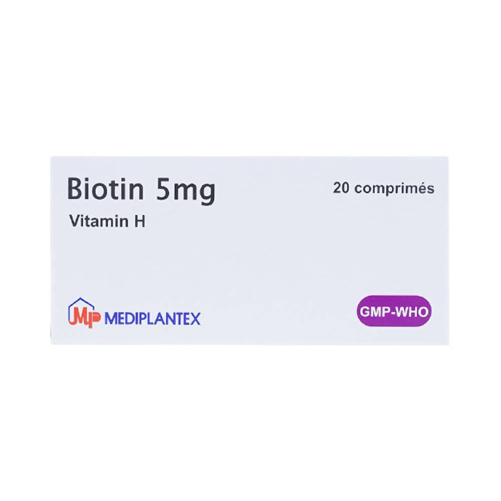 Biotin 5mg Mediplantex, Hộp 2 vỉ x 10 viên