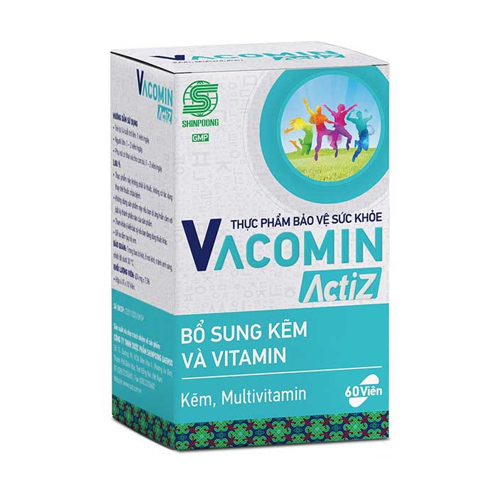 Viên uống bổ sung kẽm hữu cơ và vitamin tổng hợp - Shinpoong Vacomin ActiZ - Hộp 60 Viên