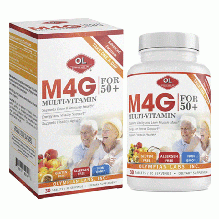 Viên uống bổ sung Multivitamin cho người trên 50 tuổi Olympian Labs M4G Multi-Vitamin For 50+, Lọ 30 viên