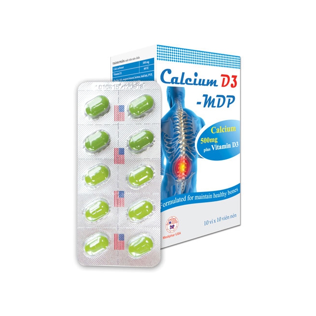 Mediphar USA Calcium D3 MDP, Hộp 100 viên Nén