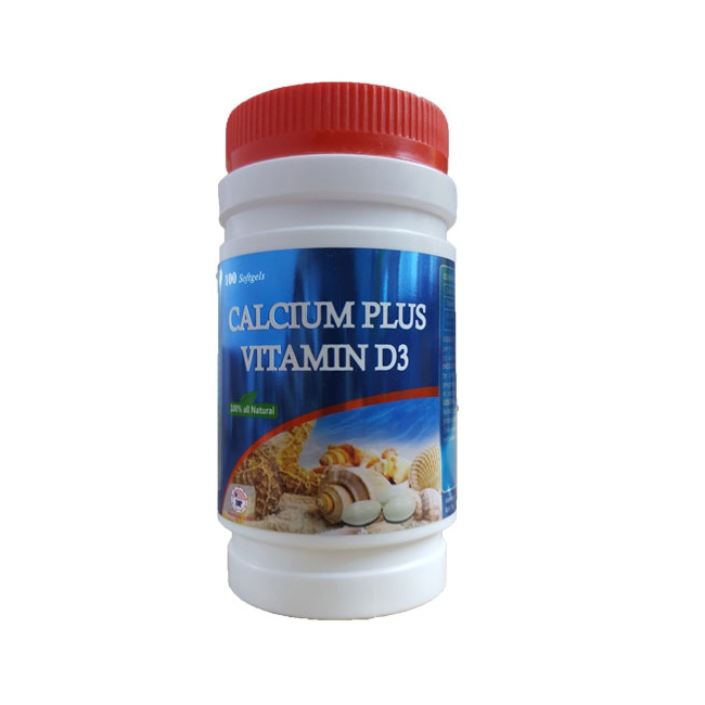 Mediphar USA Calcium Plus Vitamin D3, Chai 100 viên