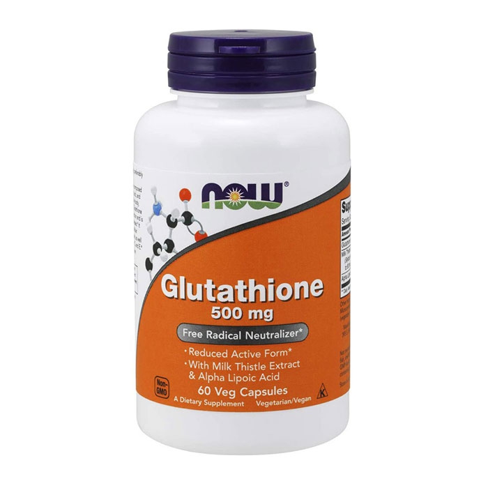 Viên uống hỗ trợ trắng da Now Glutathione 500 mg, Chai 60 viên