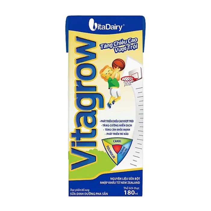 Vitagrow Vitadairy 180ml – Sữa bột pha sẵn tăng chiều cao cho bé