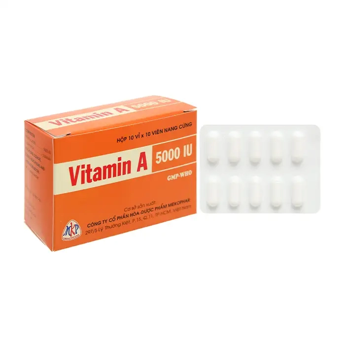 Vitamin A 5000IU Mekophar 10 vỉ x 10 viên